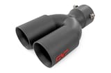 Exhaust Tip | Black | Red RC Logo | 2.5-3 Inch Pipe Single Inlet | Dual Outlet view 1