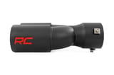 Exhaust Tip | Black | Red RC Logo | 2.5-3 Inch Pipe Single Inlet | Dual Outlet view 2