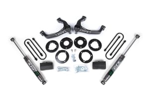 Zone Offroad Products 1.75" Susp Lift Kit, 1" Rear, Block - Spacer Front, Fox 2.0 ADV Series Rr Shock
