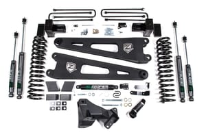 Zone Offroad Products 4" Radius Arm Susp Lift Kit, 2" Rear, Block, Gas, 2 Leaf Main - Nitro Shocks