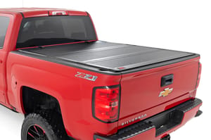 Tonneau Covers - Hard Tri-Fold Flip Up Bed Cover | 6'7" Bed | Rail Cap | Chevy/GMC 1500/2500HD/3500HD (14-19)