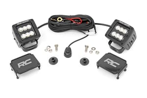 Rough Country LED Light Kit | Ditch Mount | 2" Black Pair | Flood Pattern | Ford Bronco (21-26)