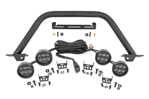 Rough Country Safari Bar | 3.5" Round LED (Quad) | Black | Amber DRL | OE Modular Steel | Ford Bronco (21-26)