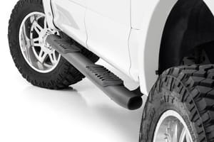 Rough Country Oval Nerf Step | Crew Cab | Black | Ford F-150/Lightning/F-250/F-350/Raptor (15-26)