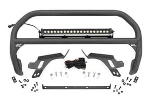 Rough Country Nudge Bar | w/ Tow Hooks | 20 Inch BLK DRL Single Row LED | Ford Bronco Sport (21-24)