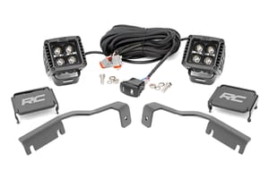 Rough Country LED Light Kit | Ditch Mount | 2" Black Pair | Amber DRL | Nissan Frontier (22-26)