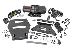 Rough Country LED Light | Winch Mount | RS4500S | 10" Black Slimline | Polaris RZR Pro R