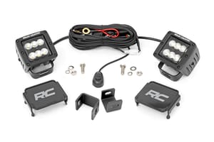 Rough Country LED Light Kit | Ditch Mount | 2" Black Pair | Flood | Toyota Tundra (22-26)