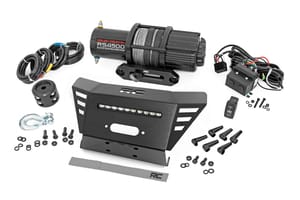 Rough Country Winch Plate | 4500-LB Winch | 10" Black Slimline | Honda Pioneer 520