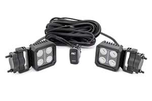 Rough Country Black Series LED Light Pair | 2 Inch | Flood | Swivel Mount