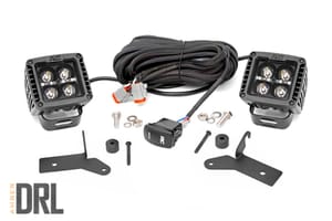 LED Lighting - LED Light Kit | Hinge Mount | 2" Black Pair | Amber DRL | Jeep Gladiator JT/Wrangler JL (18-26)