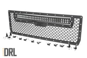 LED Lighting - Mesh Grille | 30" Dual Row LED | Black | Amber DRL | GMC Sierra 1500 (14-15)