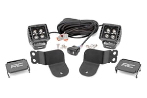 Rough Country LED Light Kit | Cage Mount | 2" Black Pair | White DRL | Polaris General XP 4 1000