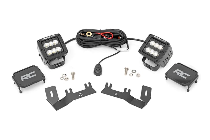 LED Ditch Light Kit | 2in Black Pair | Flood | Chevy/GMC 1500 (14-18 & Classic)