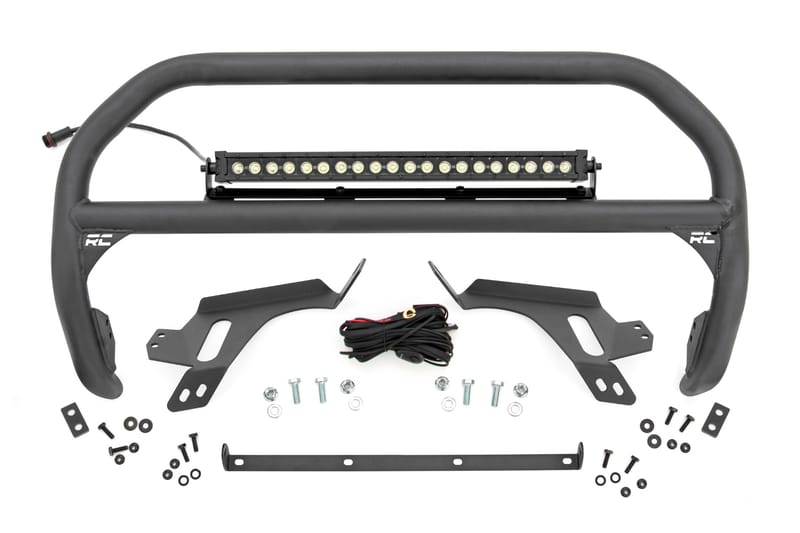 Nudge Bar | w/ Tow Hooks | 20 Inch BLK DRL Single Row LED | Ford Bronco Sport (21-24)