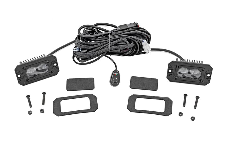 3x1.75 Inch Black Series | Yellow | LED Slim Aux | SAE Fog | Flush Mount | Pair
